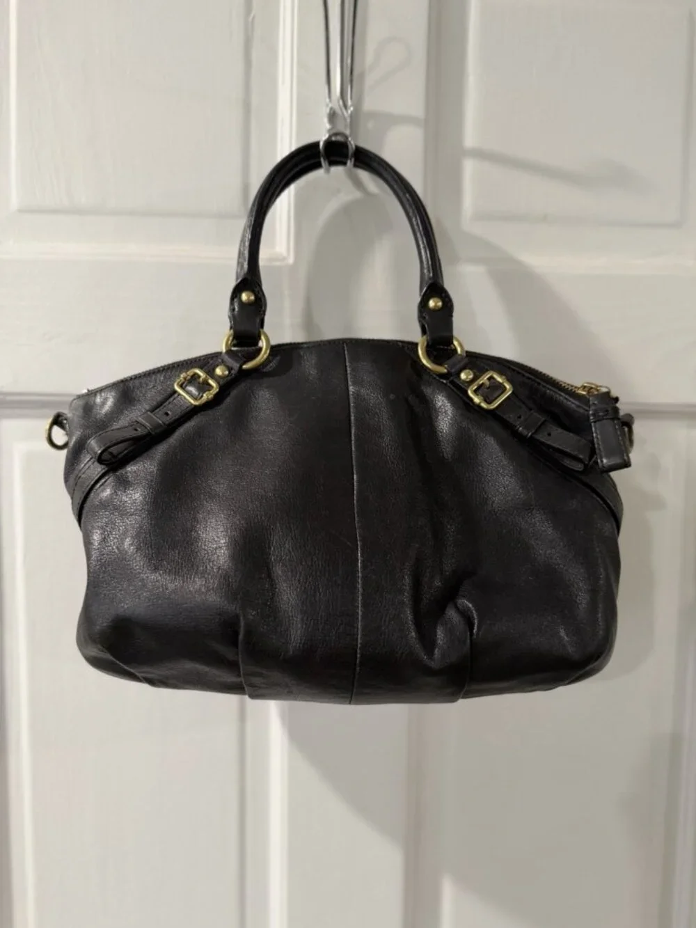 COACH BLACK LEATHER SOPHIA SATCHEL - Picture 7 of 11